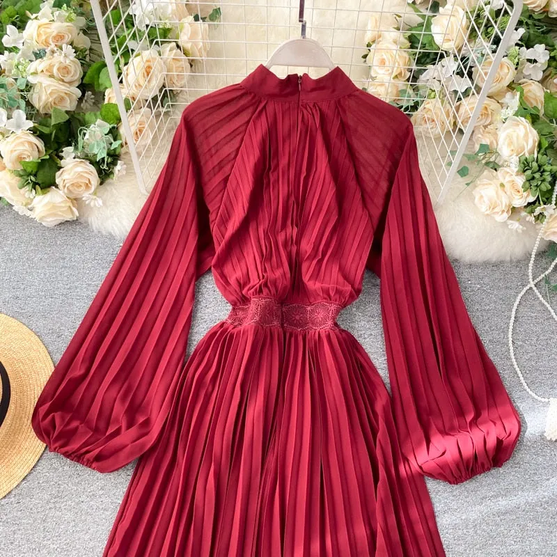 Vintage Dress, Boho Maxi Dress, Pleated Dress, Gown, Josie in Pink, Orange, Yellow and Red