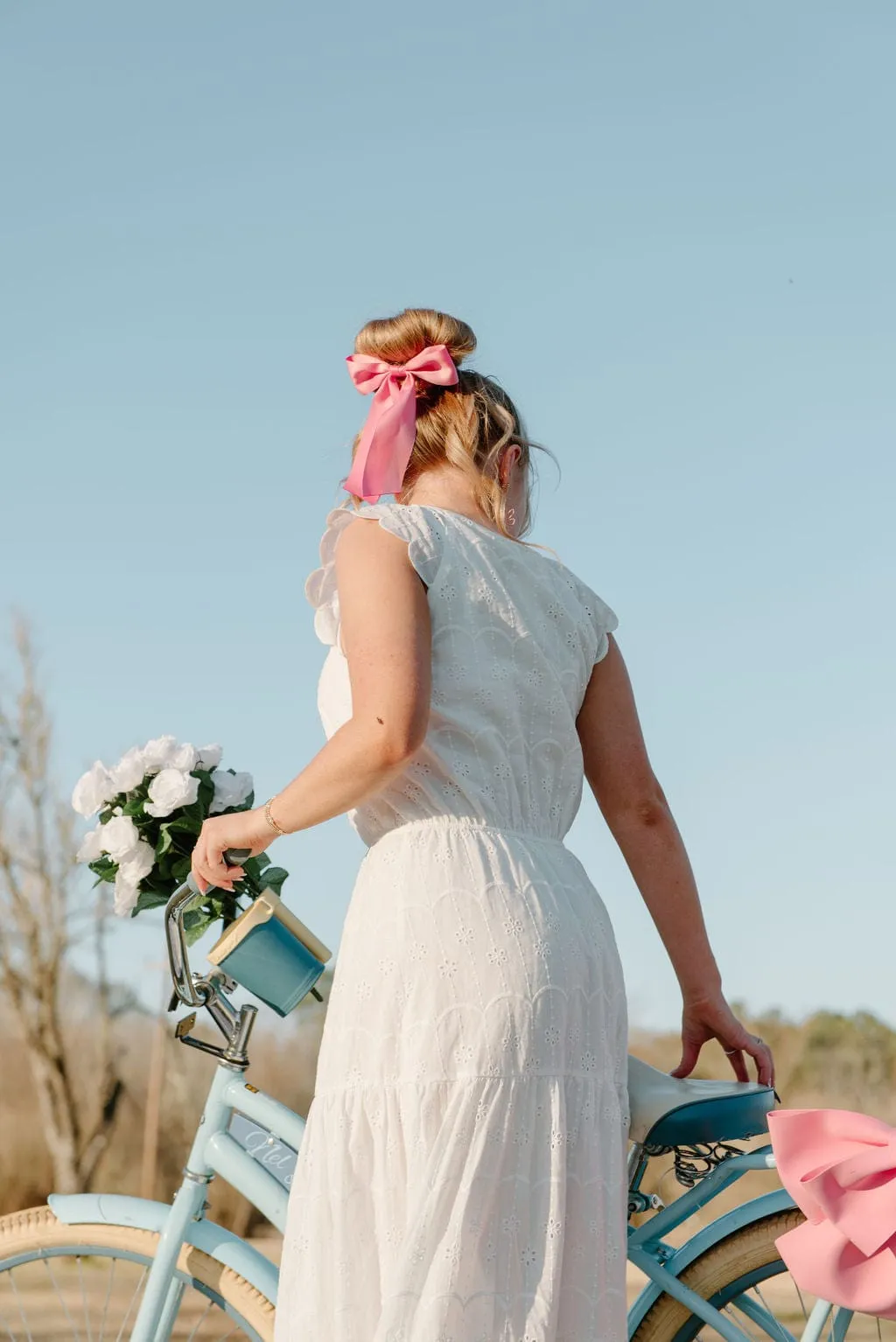 White Eyelet Lace Midi Dress