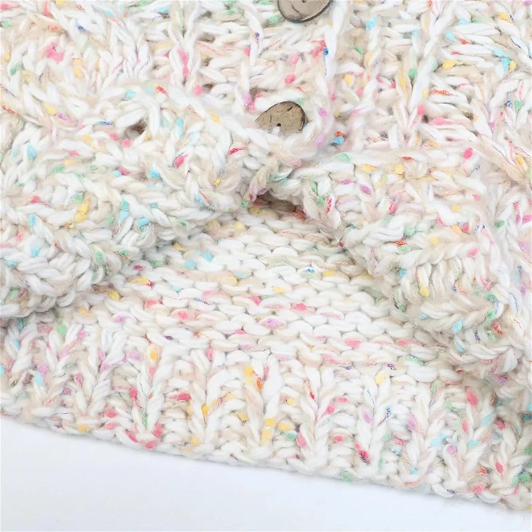 Women Handmade Chunky Knit Tops Spring Cropped Knitted Cardigan Sweater Colourful Streetwear
