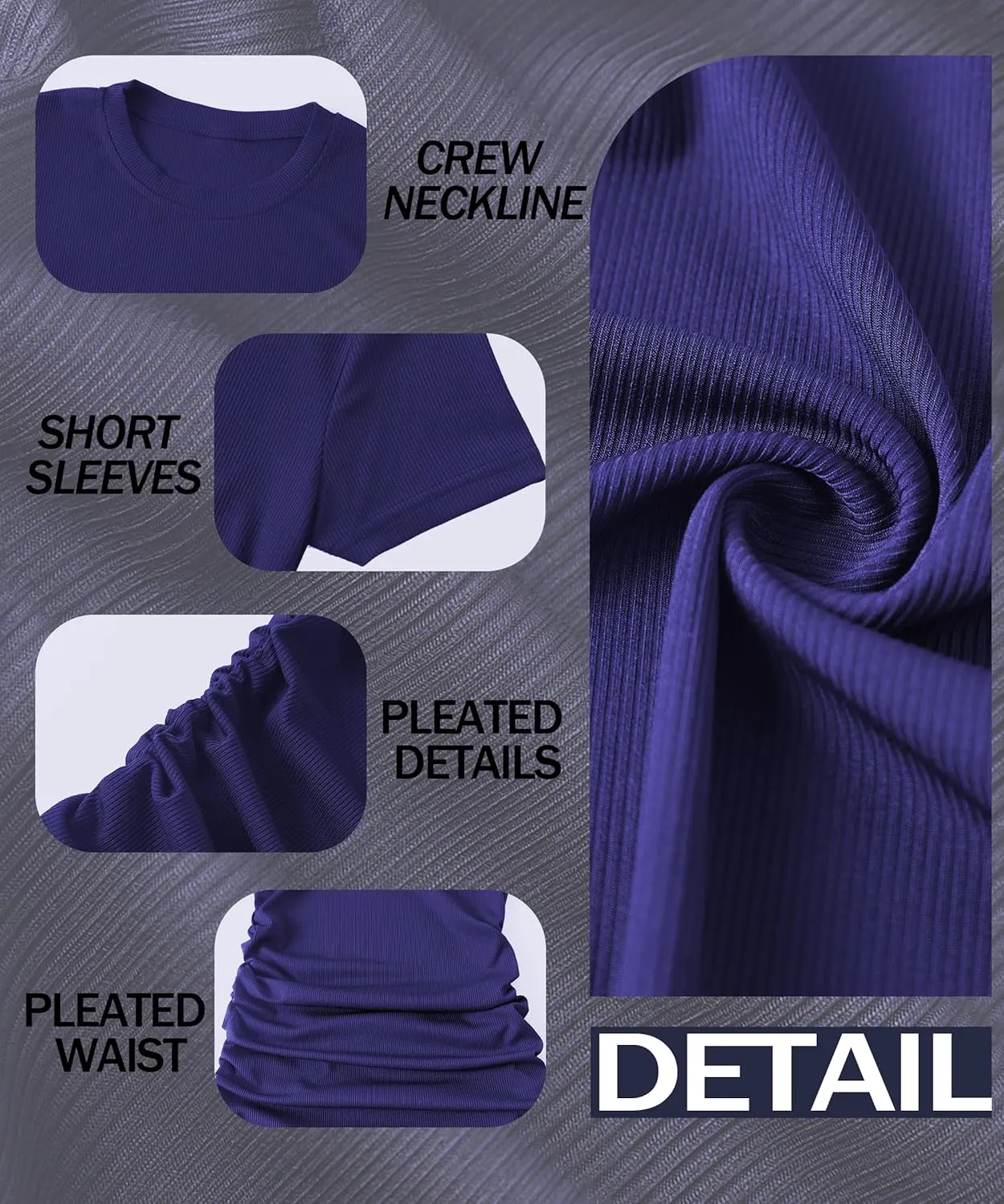 Women Summer T Shirt Casual Dress Crew Neck Wrap Ruched Bodycon Short Sleeve Party Club Midi Sundress
