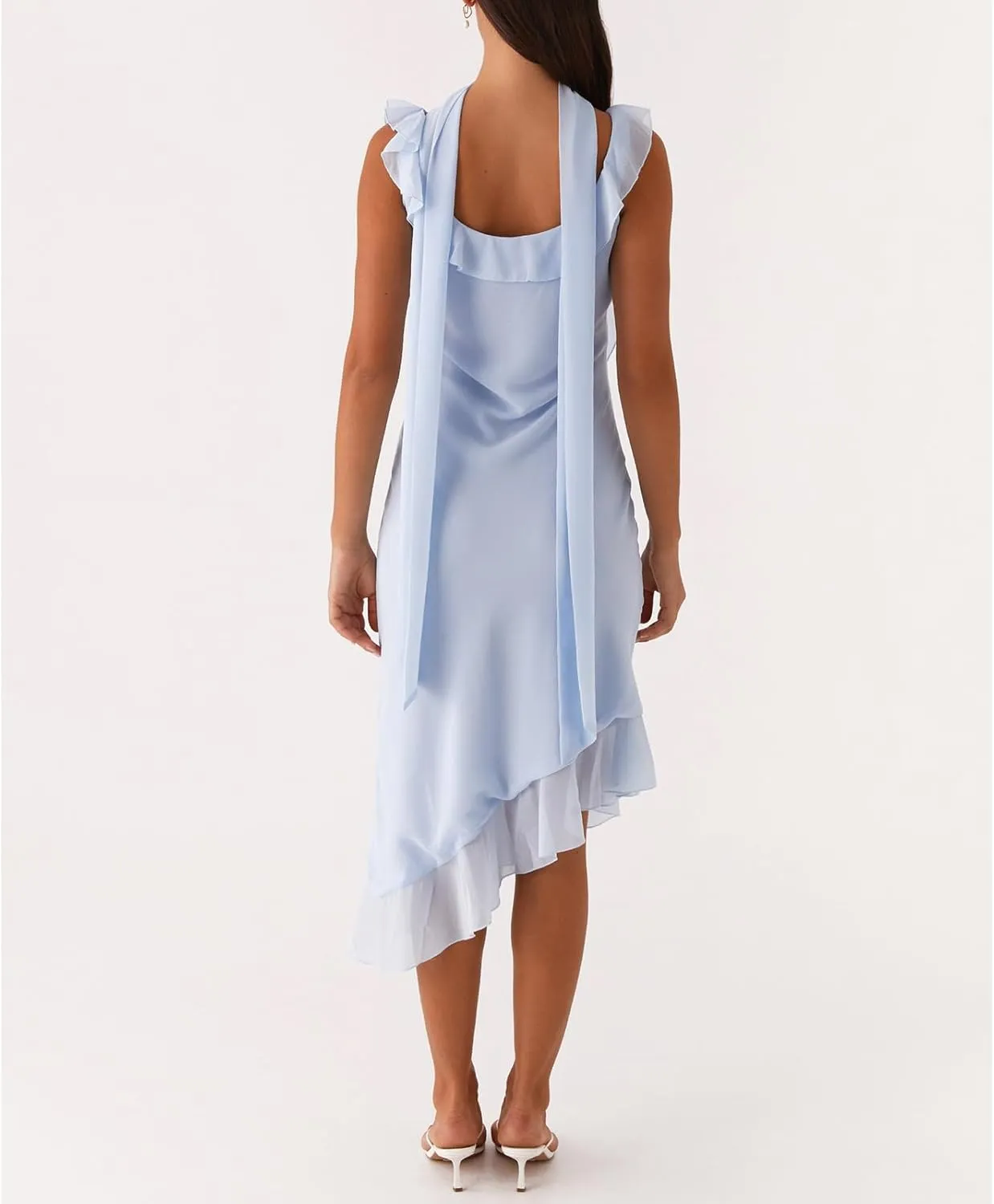 Women Y2k High Slit Maxi Dress Ruffle Floral Ptint Backless Sleeveless Strapless Dresses Sexy Mesh Bodycon Sundress