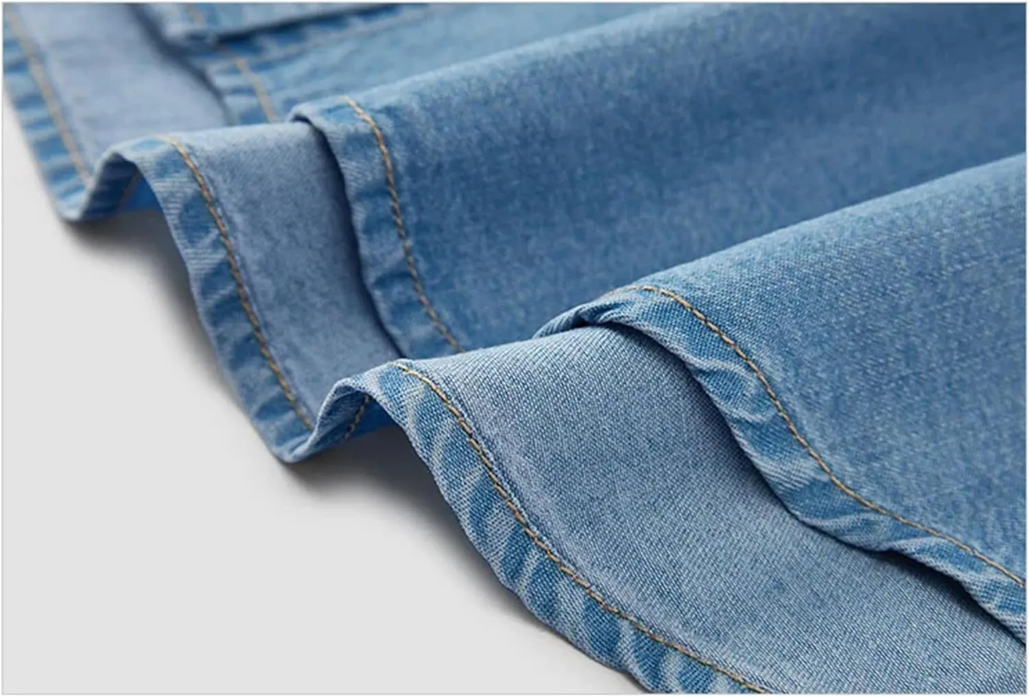 Women's Casual Short-Sleeved Denim Shirt 2025 Summer Mid-Length Dropped Shoulders Loose Soft Jean Blouses