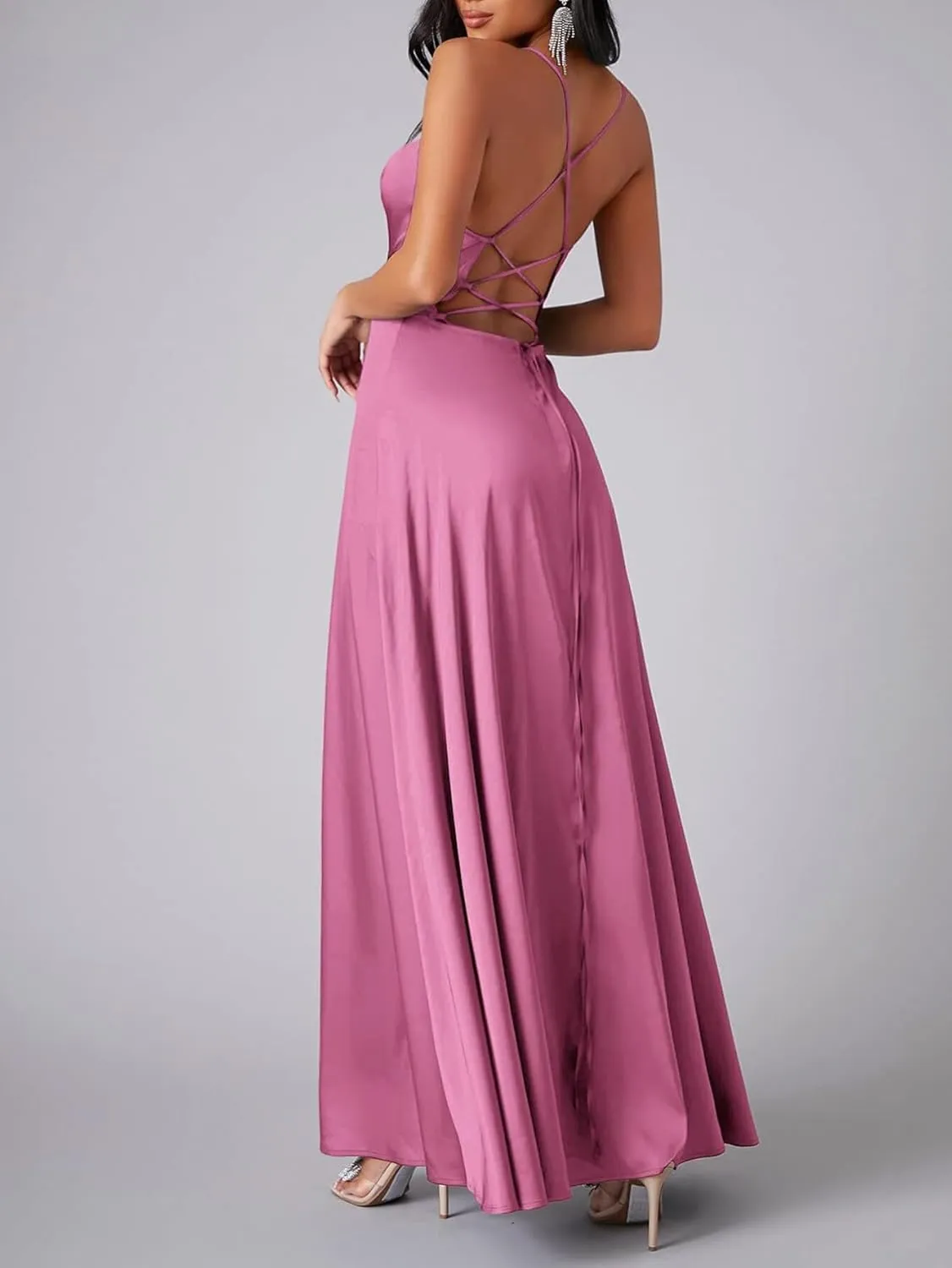 Womens Fairy Skirt Dress New 2024 Slim Fit Sling Sundress Backless V-Neck High Waist Color
