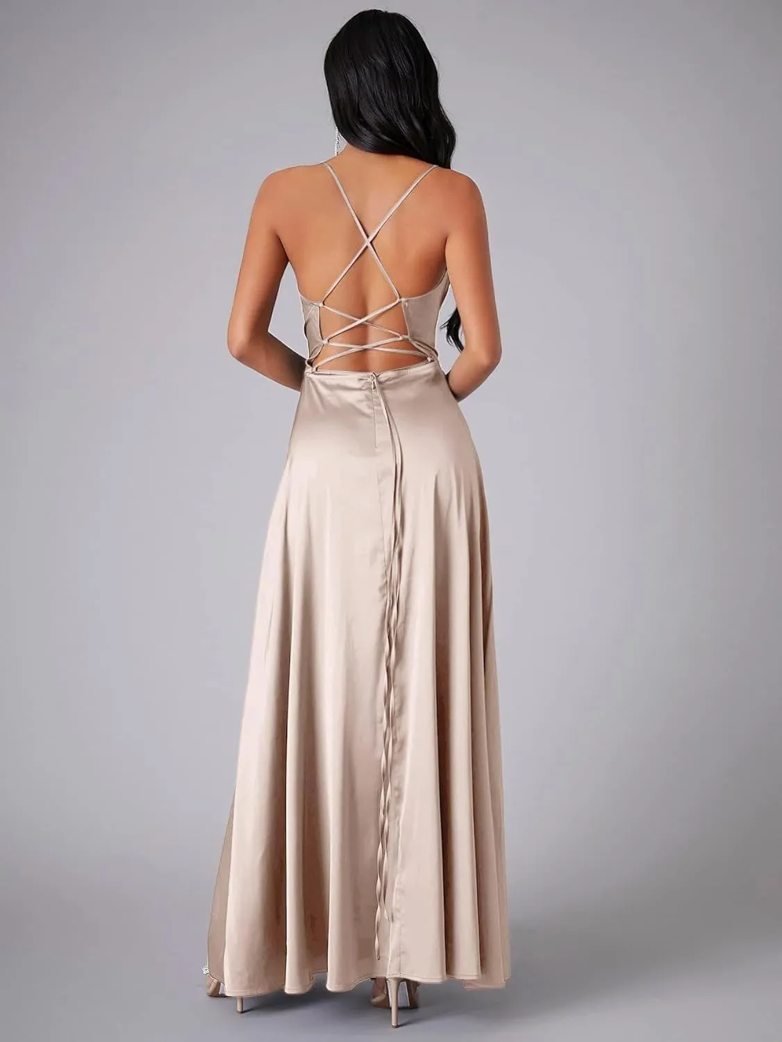 Womens Fairy Skirt Dress New 2024 Slim Fit Sling Sundress Backless V-Neck High Waist Color