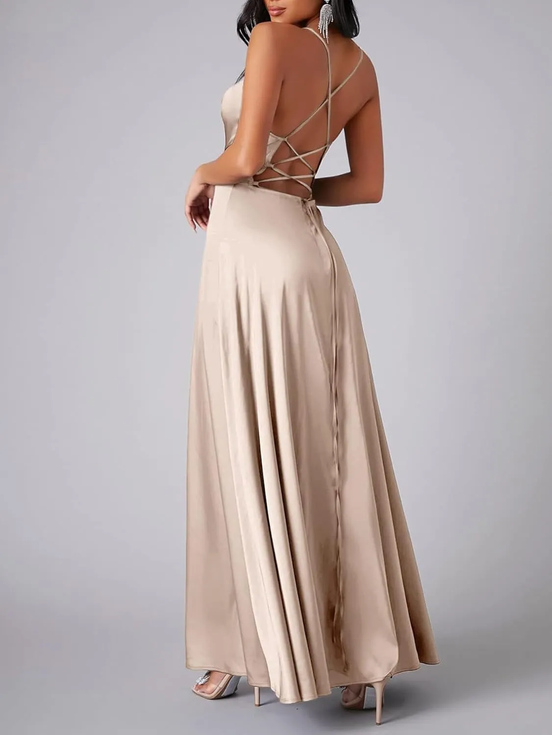 Womens Fairy Skirt Dress New 2024 Slim Fit Sling Sundress Backless V-Neck High Waist Color