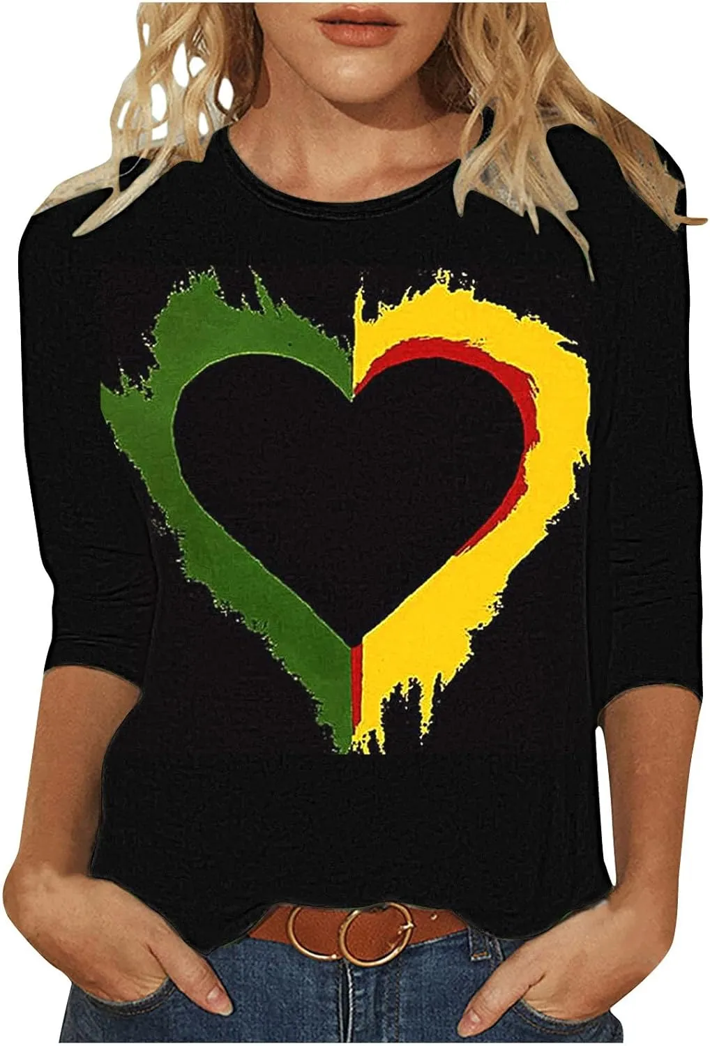 Womens Juneteenth Shirts African American Freedom 1865 Black Independence Day 3/4 Sleeve Summer Tops Plus Size