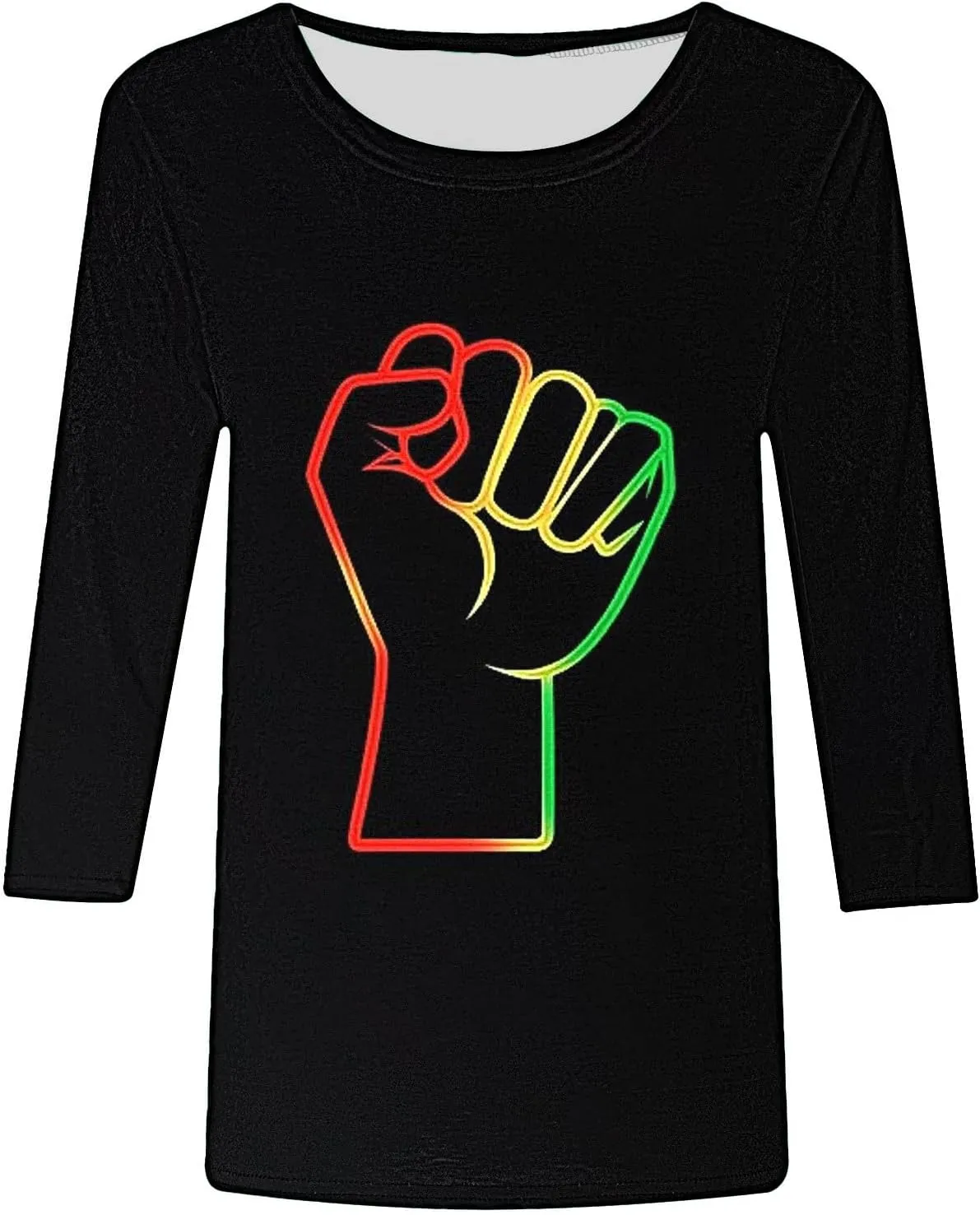 Womens Juneteenth Shirts African American Freedom 1865 Black Independence Day 3/4 Sleeve Summer Tops Plus Size