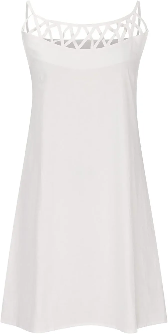 Women's Sleeveless Cut - Out Neckline Mini Dresses 2025 Casual Summer Chic Shift Dress for City Walks, Shopping Dates