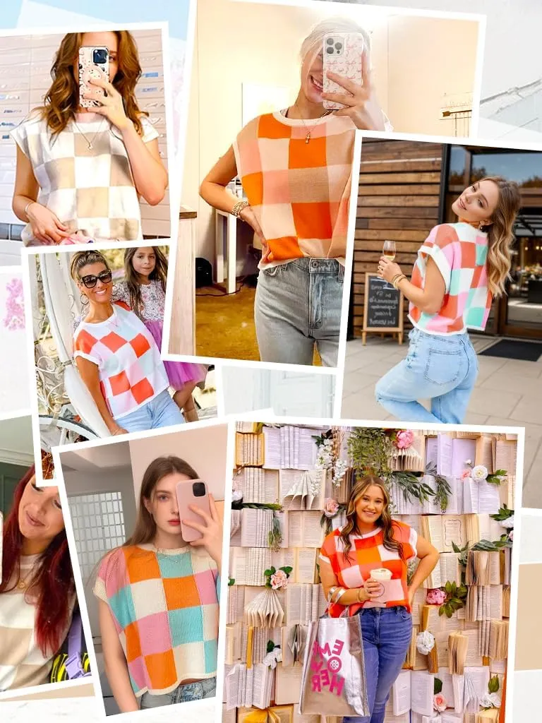 Womens Summer Crop Tops 2025 Cap Short Sleeve Sweater Vest Loose Shirts Business Vacation Outfits Trendy Fall Summer Top
