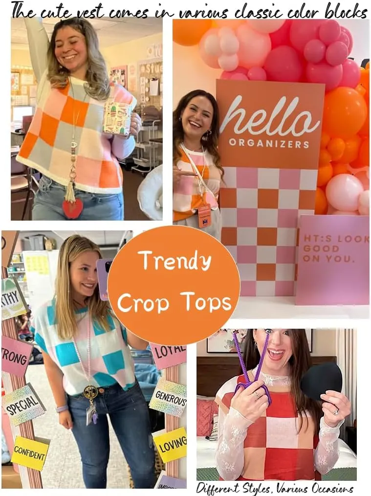 Womens Summer Crop Tops 2025 Cap Short Sleeve Sweater Vest Loose Shirts Business Vacation Outfits Trendy Fall Summer Top