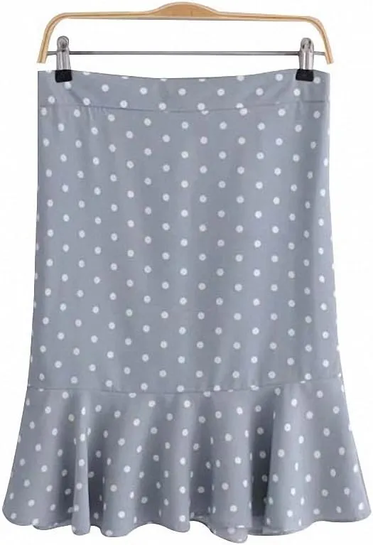 Womens Sweet Ruffles Dot Pattern Mini Skirt Back Zipper Pleated Office Lady Work Wear Ladies Casual Chic Mermaid Skirts