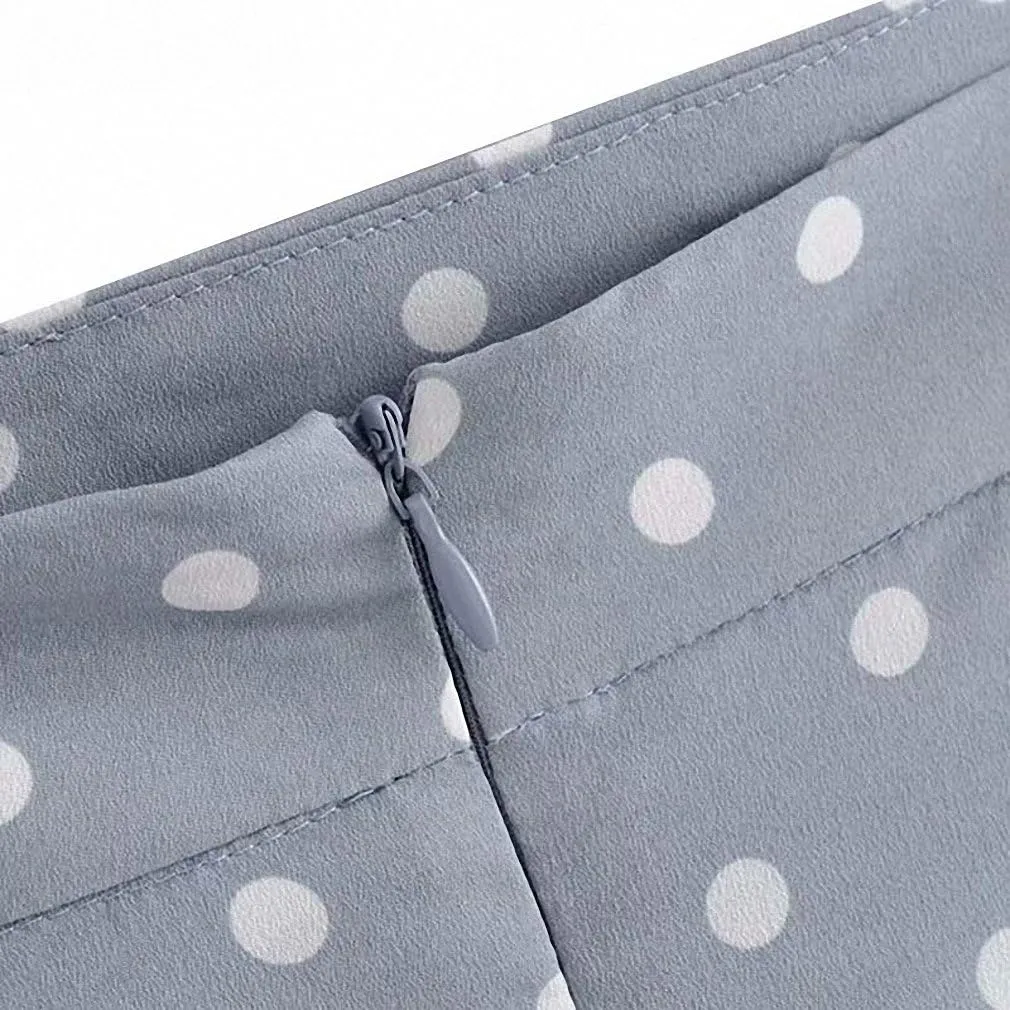 Womens Sweet Ruffles Dot Pattern Mini Skirt Back Zipper Pleated Office Lady Work Wear Ladies Casual Chic Mermaid Skirts