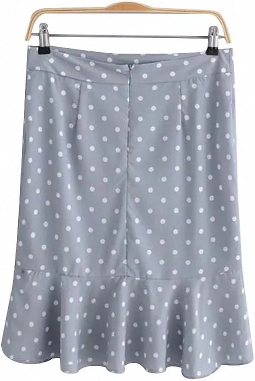 Womens Sweet Ruffles Dot Pattern Mini Skirt Back Zipper Pleated Office Lady Work Wear Ladies Casual Chic Mermaid Skirts