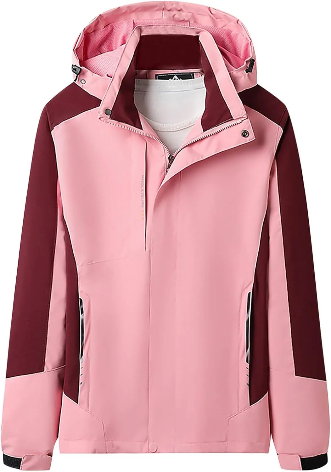 Womens Waterproof Rain Jacket Lightweight Soft Patchwork Windbreaker Active Outdoor Raincoat with Removable Hood