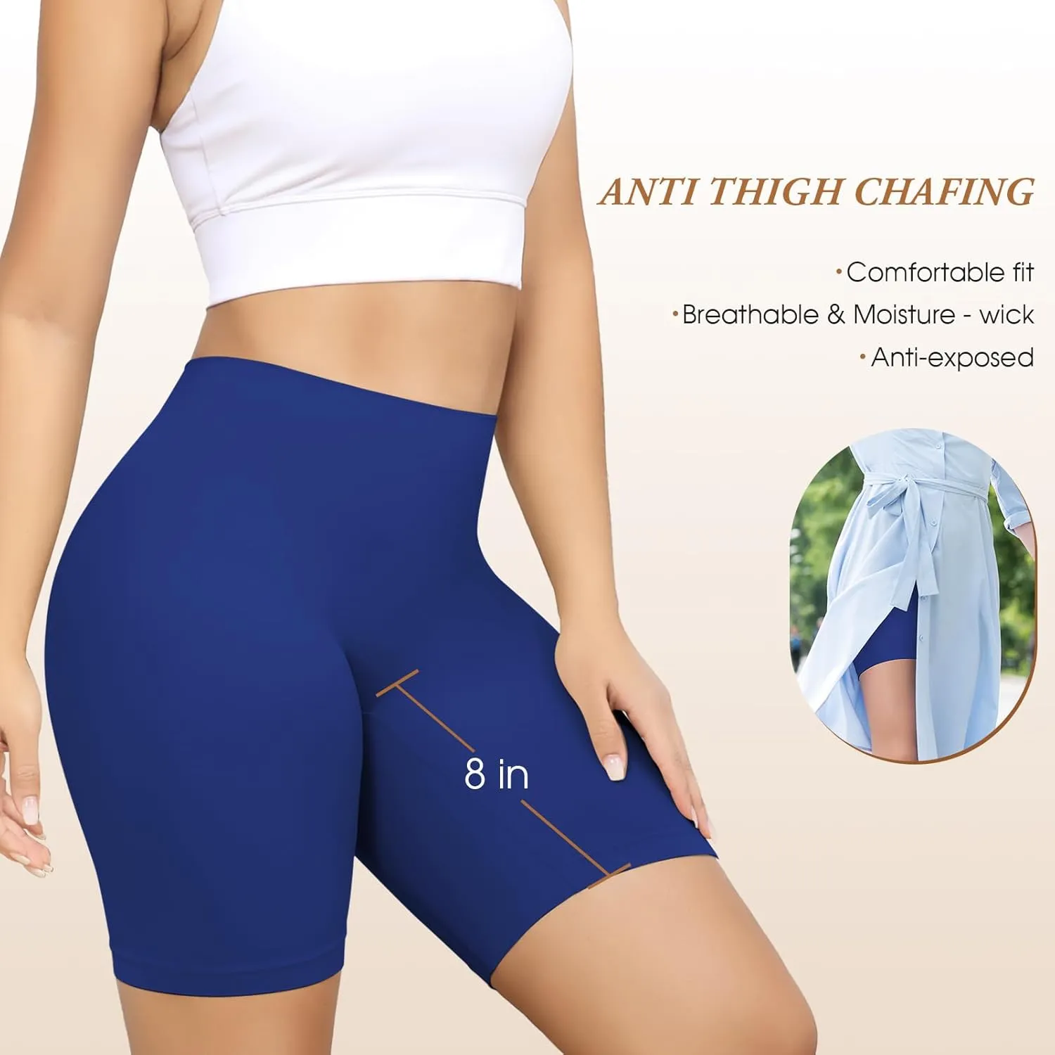 Yeblues 4 Pack Slip Shorts for Under Dresses Anti Chafing Underwear Seamless Comfortable Smooth Yoga Biker Workout Shorts