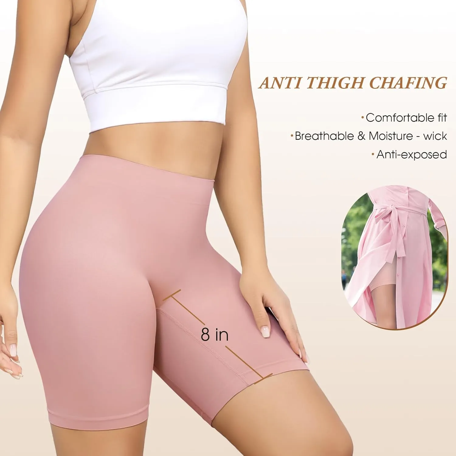 Yeblues 4 Pack Slip Shorts for Under Dresses Anti Chafing Underwear Seamless Comfortable Smooth Yoga Biker Workout Shorts